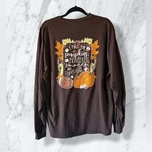 Gildan “I Fall for Pumpkins, Bonfires, Smores, and Football” Long Sleeve Tee